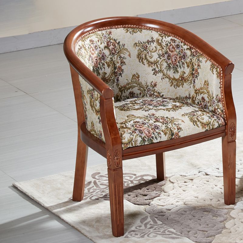 Sillas de brazo de tela silla de comedor de cocina tradicional con patas de madera