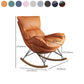 Contemporary Rocking Chair Pure Color Faux Leather Water Resistant Chair with Ottoman
