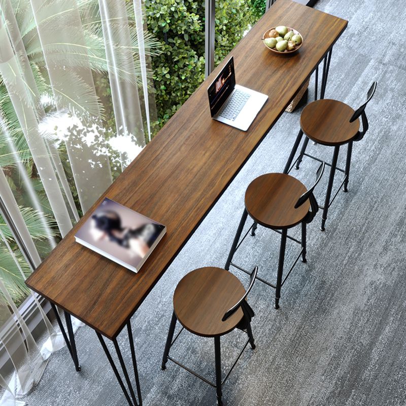 Pine Wood Bar Dining Table Industrial Rectangle Bar Table with 4 Legs Pedestal for Balcony Clearhalo 'Bar Furniture' 'Bar Tables' 'bar_tables' 'furn' 'furn_bar_tables' 'Furniture' 'furniture_bar_tables' 'Kitchen & Dining Furniture' 1200x1200_a5d66874-2f94-4a15-9d52-4f7092653e44