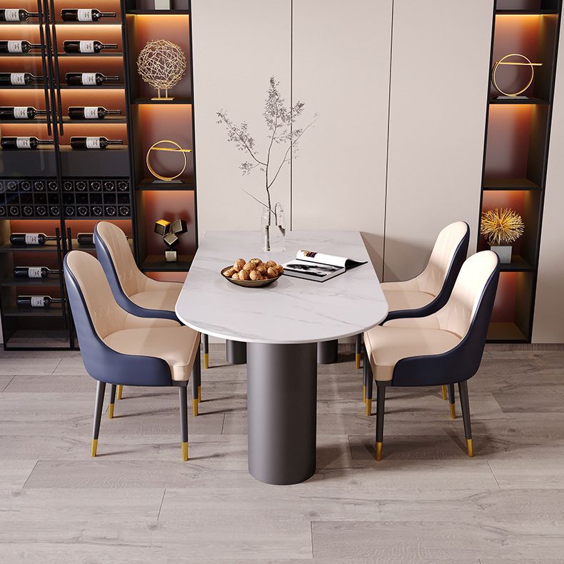 Modern Dining Table Stone Top Table with Steel Base in Black Clearhalo ' dining_table' 'Dining Tables & Seating' 'Dining Tables' 'furn' 'furn_dining_table' 'Furniture' 'furniture_dining_table' 'Kitchen & Dining Furniture' 'kitchen&dining_furn' 'kitchen' 'kitchen_dining_table' 1200x1200_a5d9628e-b827-4a9b-bed3-46ef4b5ae0dc