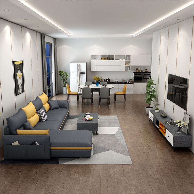 Modern Pillow Top Arm Sectional with Removable Cushions for Living Room Clearhalo 'furn' 'furn_sectionals' 'Furniture' 'furniture_sectionals' 'kitchen' 'kitchen_sectionals' 'Living Room Furniture' 'Sectionals' 1200x1200_a5d9dc80-e42f-4992-b001-77f3b1118895