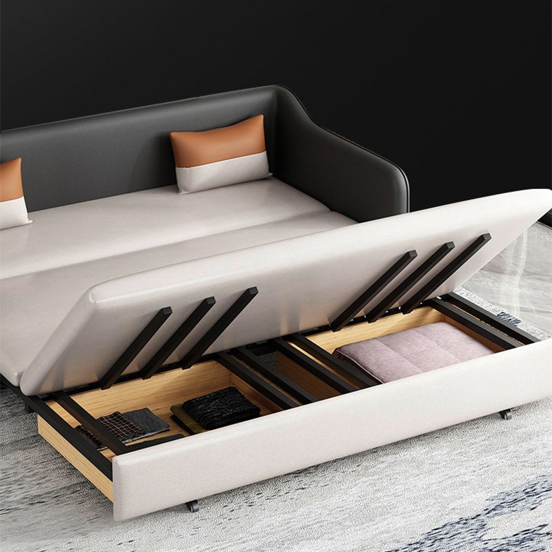 Faux leather Sleeper Sofa 32.28" Wide White Sofa Bed with Cushion Back Clearhalo 'furn' 'furn_futons' 'Furniture' 'Futons & Daybeds' 'Futons' 'Living Room Furniture' 1200x1200_a5db7f74-b1f8-4059-ab57-c4886d54f757