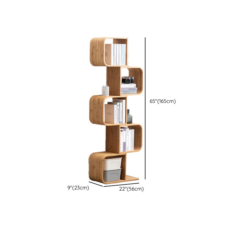 Modern Bamboo Bookcase Natural Open Back Standard Bookshelf with Shelves Clearhalo 'Bookcases' 'furn' 'furn_bookcases' 'Furniture' 'Office Furniture' 1200x1200_a5dbd2ec-ce64-49d8-87c6-2ef2eda605e1