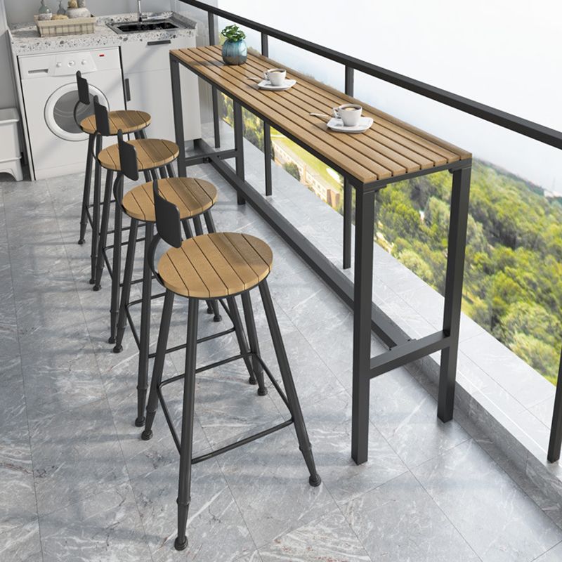 Industrieller Bartisch mit Metallgestell, Pub-Höhe, Esstisch für die Terrasse