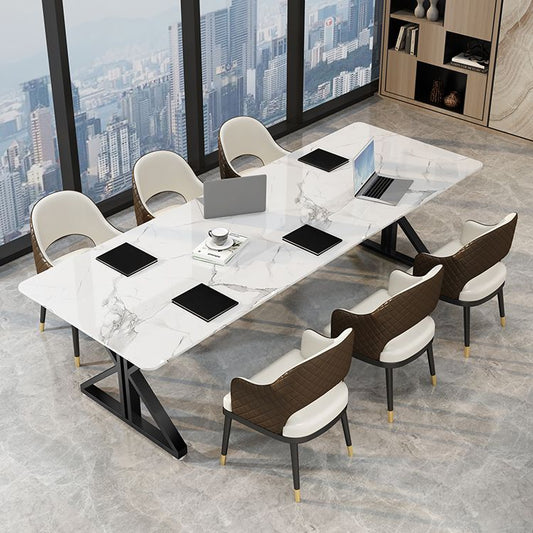 Glam Style Stone Office Desk Rectangular Writing Desk for Office
