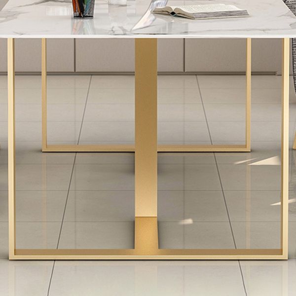 Mesa de reuniones rectangular de mármol artificial oficina en el hogar escritorio de escritura moderna