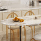 Glossy Beige Dinette Table with Double Pedestal Modern Dining Table for Home Clearhalo 'Dining Tables & Seating' 'Dining Tables' 'dining_table' 'furn' 'furn_dining_table' 'Furniture' 'Kitchen & Dining Furniture' 1200x1200_a5df0fc6-e411-4af2-8f77-c47d2bc559bb