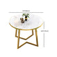 Glam Wood Top Dining Table Round Tabletop with Iron Double Pedestal Base Clearhalo 'Dining Tables & Seating' 'Dining Tables' 'dining_table' 'furn' 'furn_dining_table' 'Furniture' 'Kitchen & Dining Furniture' 1200x1200_a5dff7e7-5da6-4699-ae81-163a1320ac60