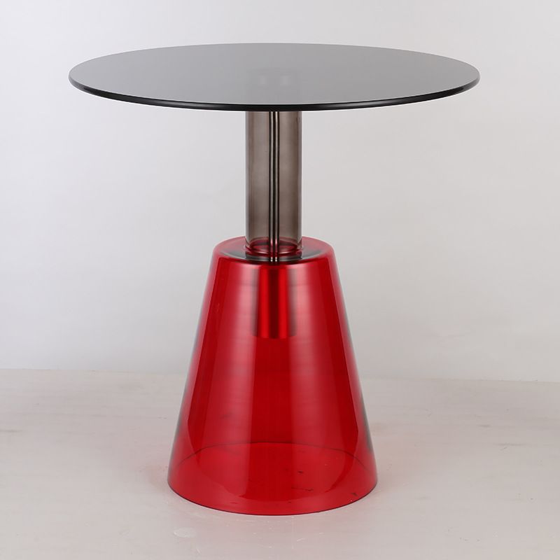 モダンな丸いガラス上部面表19.68 "背の高い台座の端テーブル