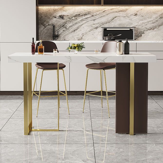 Glam Rectangular Pub Table Set 1/2/3 Pcs Stone Bar Table and Leather Bar Stools Clearhalo 'Bar Furniture' 'furn' 'furn_home_bar_bar_sets' 'Furniture' 'Home Bars & Bar Sets' 'home_bar_bar_sets' 'Kitchen & Dining Furniture' 1200x1200_a5e49048-a816-44ed-97ea-b38948678b64