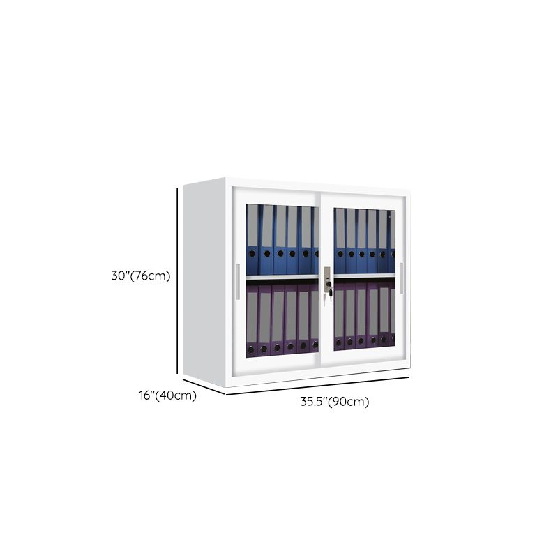 Zeitgenössischer Aktenschrank Stahlrahmenschlüssel Schloss weißer lateraler Aktenschrank für Büro