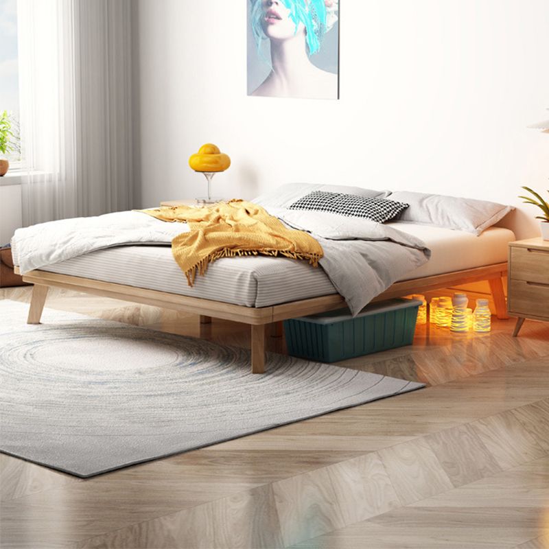 Vast hout platform bedframe rubberwood platform bed in natuurlijk