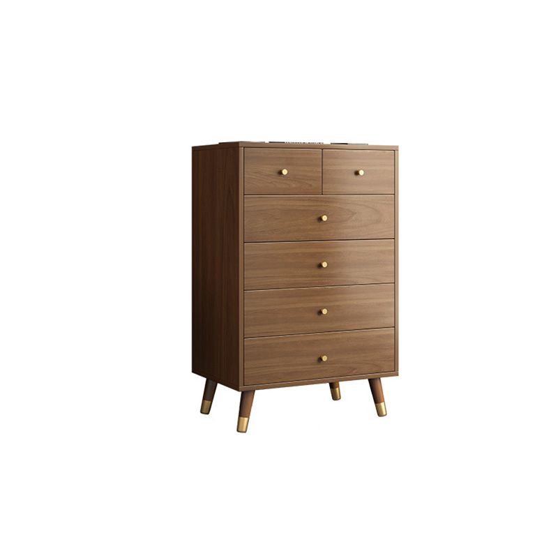 Coffre brun du milieu du siècle avec des tiroirs et des jambes droites 23,62 "de long