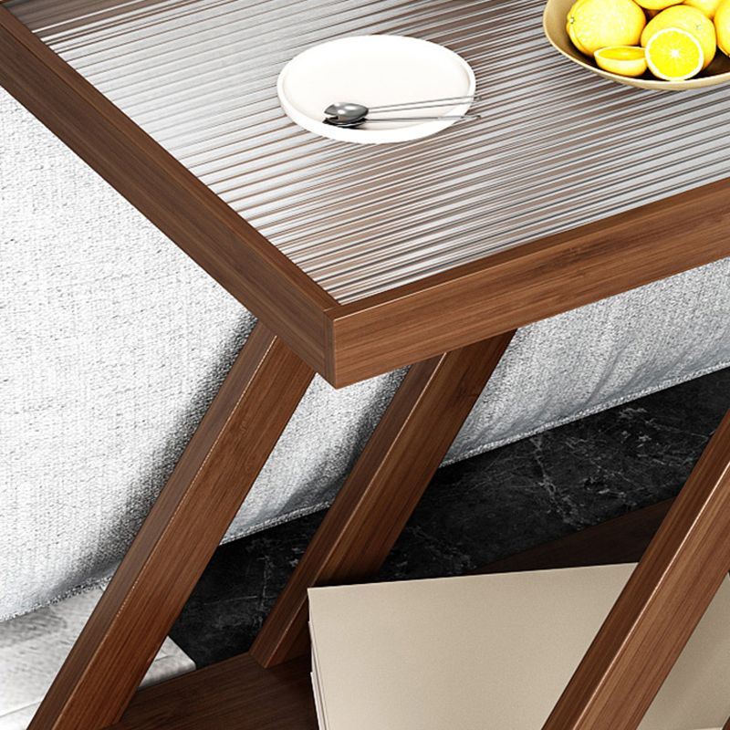Rettangolare in legno in legno in vetro contemporaneo con tavolino