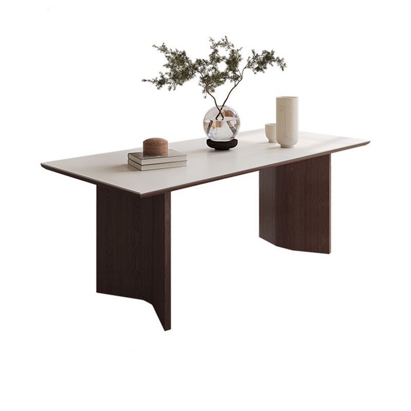 Contemporary Rectangle Table Sintered Stone Table with Wood Legs for Kitchen Clearhalo 'Dining Tables & Seating' 'Dining Tables' 'dining_table' 'furn' 'furn_dining_table' 'Furniture' 'Kitchen & Dining Furniture' 1200x1200_a5f0a6f4-5f37-484d-b811-5aad0792052c