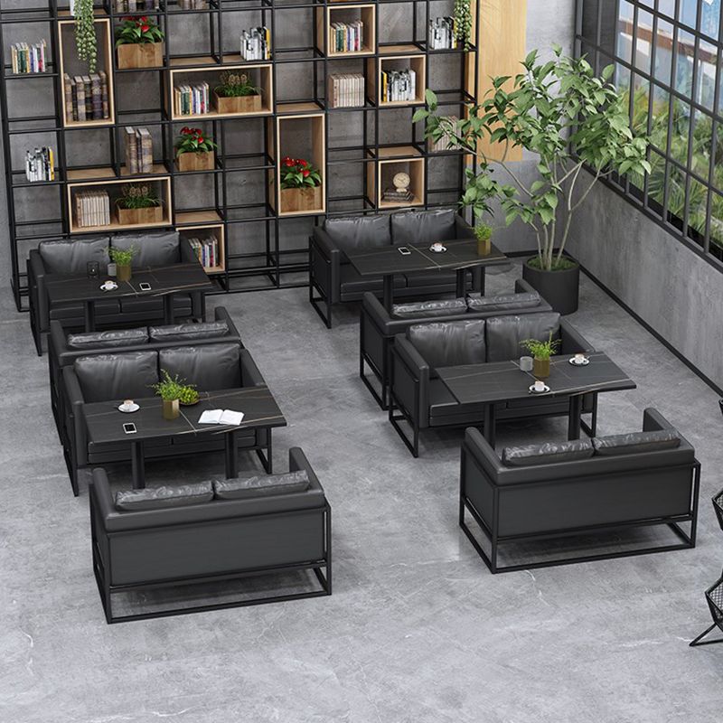 Industrial Style Sintered Stone Dinner Room Kitchen Table Black Table with Black Frame Clearhalo ' dining_table' 'Dining Tables & Seating' 'Dining Tables' 'furn' 'furn_dining_table' 'Furniture' 'furniture_dining_table' 'Kitchen & Dining Furniture' 'kitchen&dining_furn' 'kitchen' 'kitchen_dining_table' 1200x1200_a5f0e646-fed2-4f13-a2df-d0118d7d2917