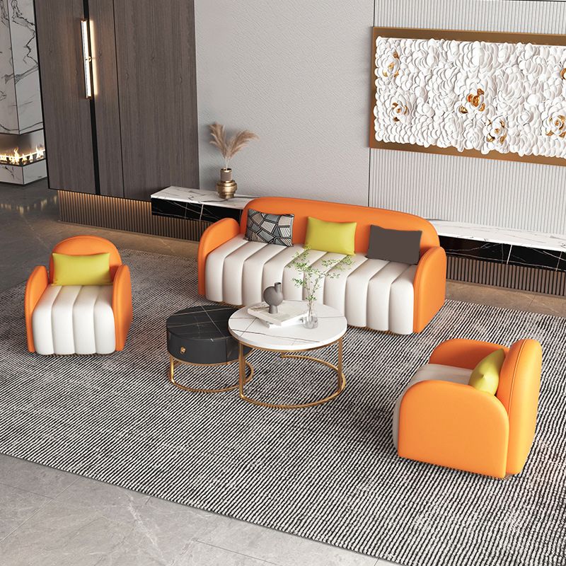 Sofá naranja contemporánea con brazo de espalda y cuadrado apretado para apartamento