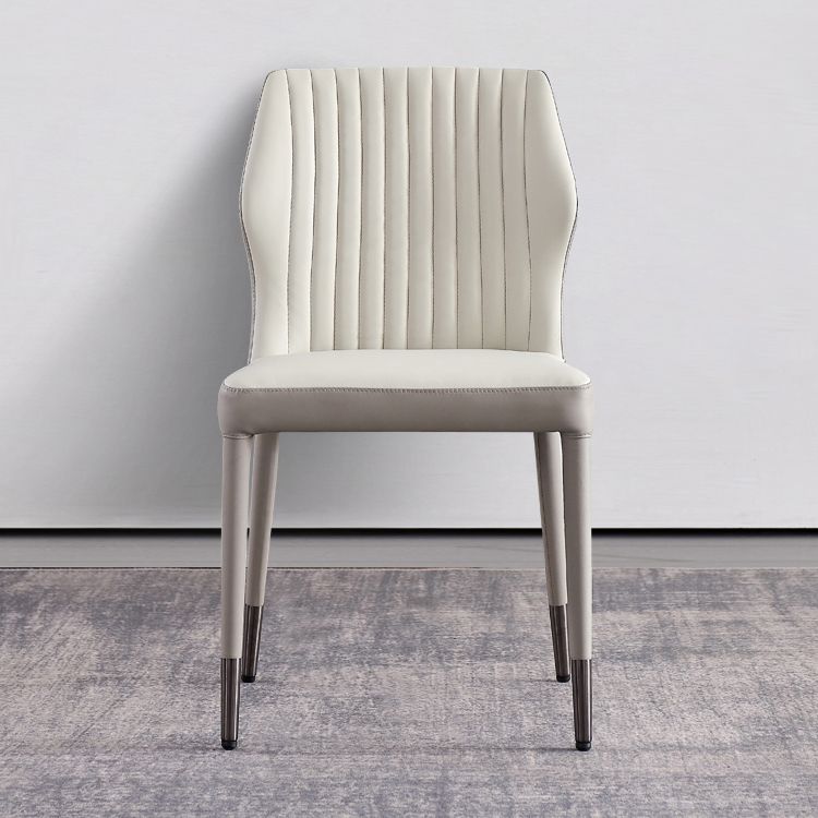 Modern Style Armless Side Chairs Solid Back Leather Dining Chairs for Kitchen (Set of 2) Clearhalo ' kitchen&dining_furn' 'Dining Chairs' 'Dining Tables & Seating' 'dining_chair' 'furn' 'furn_dining_chair' 'Furniture' 'furniture_dining_chair' 'Kitchen & Dining Furniture' 'kitchen' 1200x1200_a5f496ea-6086-4460-9467-58dc4baf3e41