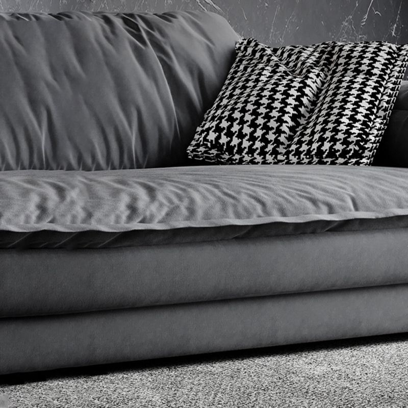 Stain-Resistant Dark Gray Contemporary Square Arm Solid Wood Sofa