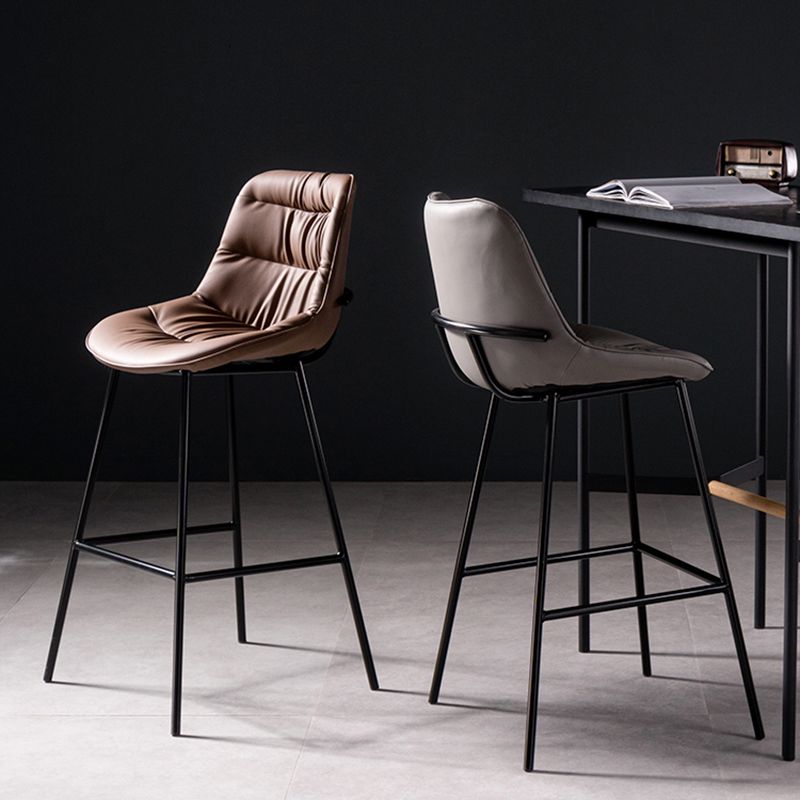 Industrial Bar-stool PU Leather Counter Bar Stool with Metal Legs Clearhalo 'Bar Furniture' 'Bar Stools' 'bar_stools' 'furn' 'furn_bar_stools' 'Furniture' 'furniture_bar_stools' 'Kitchen & Dining Furniture' 1200x1200_a5f67177-d248-4d80-b4be-17cf5ad5cef3