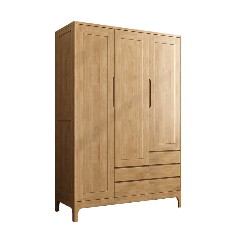 Modern Style Wardrobe Cabinet Wood Clothes Rail Wardrobe Armoire with Shelves