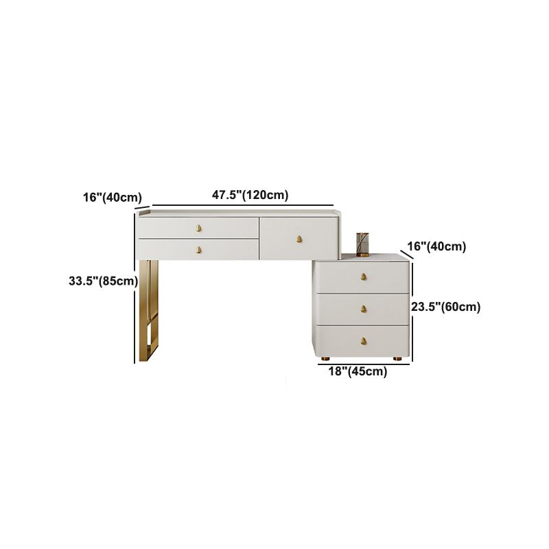 Dresseur beige ensemble avec tiroirs de rangement vanité de maquillage en pierre