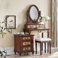 Table de vanité de maquillage victorien avec commode de tabouret avec tiroirs de rangement pour chambre à coucher