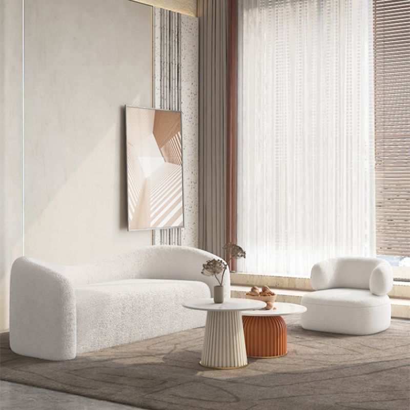 Curved Wool Sofa White Contemporary Sloped Armed Sofa - 33.46" D Clearhalo 'furn' 'furn_sofas' 'Furniture' 'Living Room Furniture' 'Sofa' 'sofas' 1200x1200_a5f8736b-af28-4a81-860d-f4563ebaba81