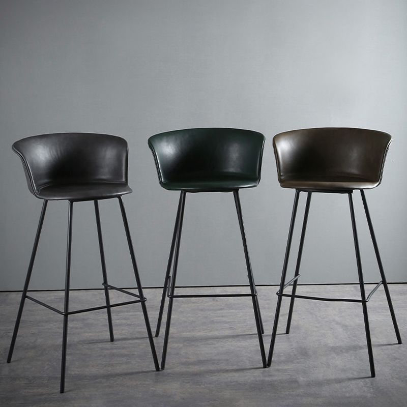 Modern Style Low Back Bar-stool PU Leather Bar Stool with Metal Legs Clearhalo 'Bar Furniture' 'Bar Stools' 'bar_stools' 'Furniture' 'furniture_bar_stools' 'Kitchen & Dining Furniture' 1200x1200_a5f9fbf9-c0ae-4bcf-aed5-8ff257af2200