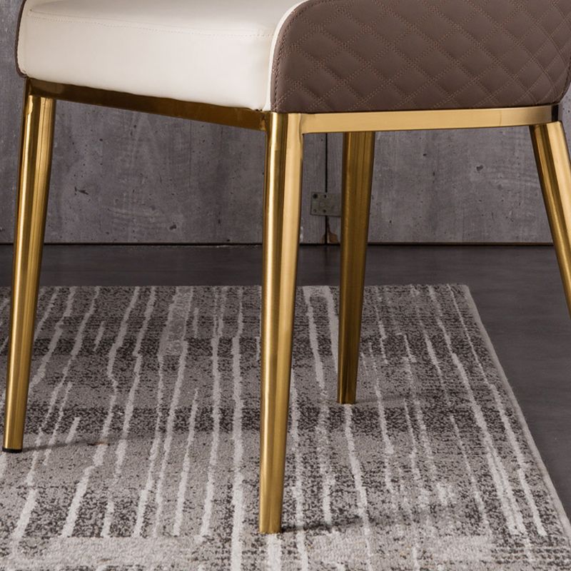 Faux Leather Kitchen Dining Chair Glam Upholstered Dining Chair with Metal Legs