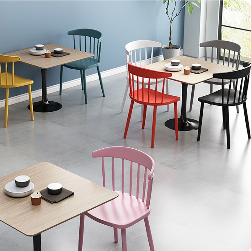 Scandinavian Colorful Windsor Back Side Chair Plastic Dining Armless Chair Clearhalo ' kitchen&dining_furn' 'Dining Chairs' 'Dining Tables & Seating' 'dining_chair' 'furn' 'furn_dining_chair' 'Furniture' 'furniture_dining_chair' 'Kitchen & Dining Furniture' 'kitchen' 1200x1200_a5fd08b1-688c-4caf-81db-9194ee4ea650