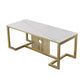 Slate and Metal Table Glam Style Home Rectangular Dining Table