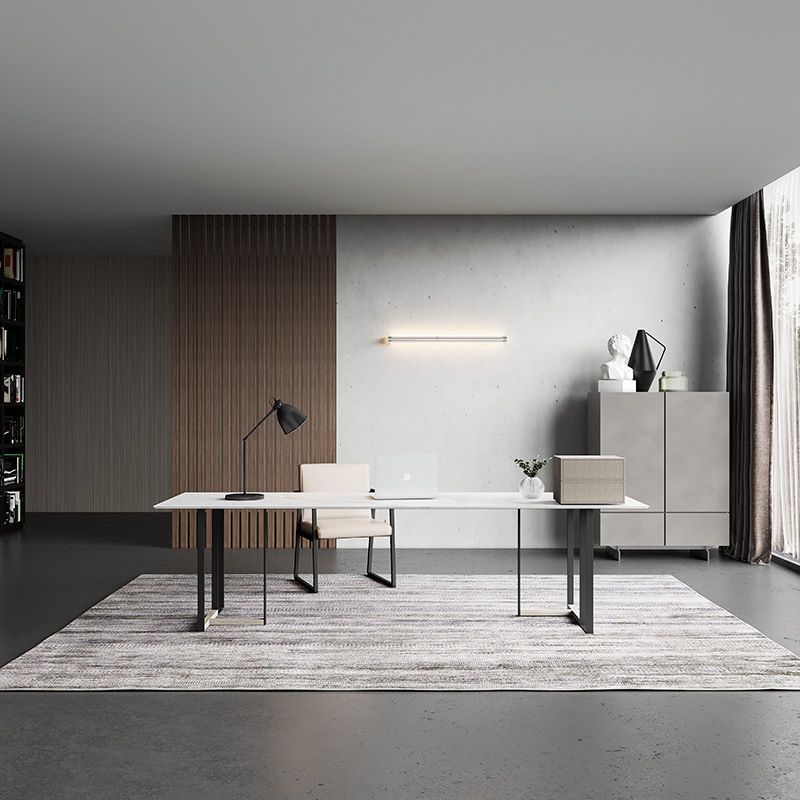 Tavolo da pranzo rettangolo tavolo contemporaneo con doppia base di piedistallo