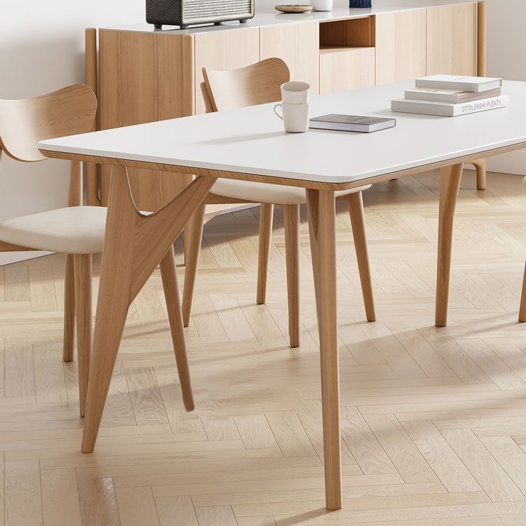 White Stone Top Dining Table Glam Style 4 Legs Dining Table for Dining Room Clearhalo 'Dining Tables & Seating' 'Dining Tables' 'dining_table' 'furn' 'furn_dining_table' 'Furniture' 'Kitchen & Dining Furniture' 1200x1200_a602afe8-cd0a-405d-bc42-6d6c87911dc0
