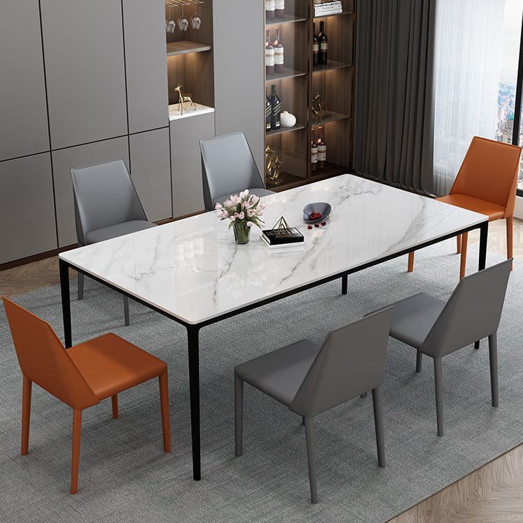 Sintered Stone Dining Table Modern Style 4 Legs Base Rectangle Table for Home Clearhalo ' dining_table' 'Dining Tables & Seating' 'Dining Tables' 'Furniture' 'furniture_dining_table' 'Kitchen & Dining Furniture' 'kitchen&dining_furn' 'kitchen' 'kitchen_dining_table' 1200x1200_a603b774-a338-44bb-a2d4-93ba5952e62d