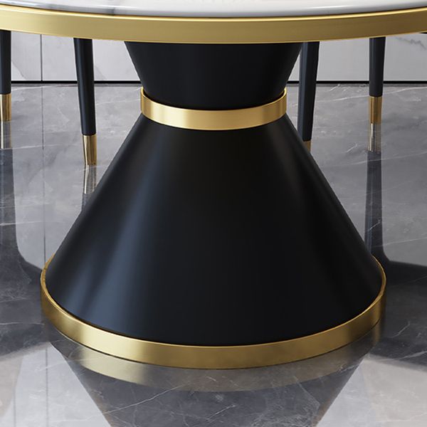 Glam Sintered Stone Round Shape Dining Table Kitchen Standard Dining Table with Pedestal Base Clearhalo ' dining_table' 'Dining Tables & Seating' 'Dining Tables' 'furn' 'furn_dining_table' 'Furniture' 'furniture_dining_table' 'Kitchen & Dining Furniture' 'kitchen&dining_furn' 'kitchen' 'kitchen_dining_table' 1200x1200_a604a759-2352-4e02-bcbb-3a107f539403
