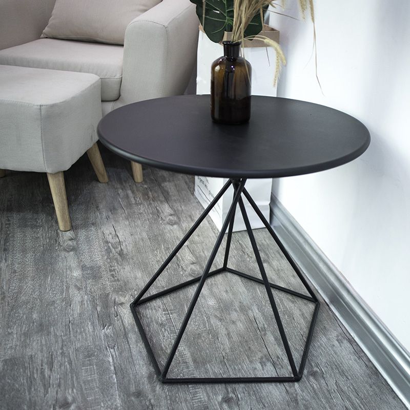 Slate Plate Table Plate Round Metal Frame Base Modern Style Coffee Table