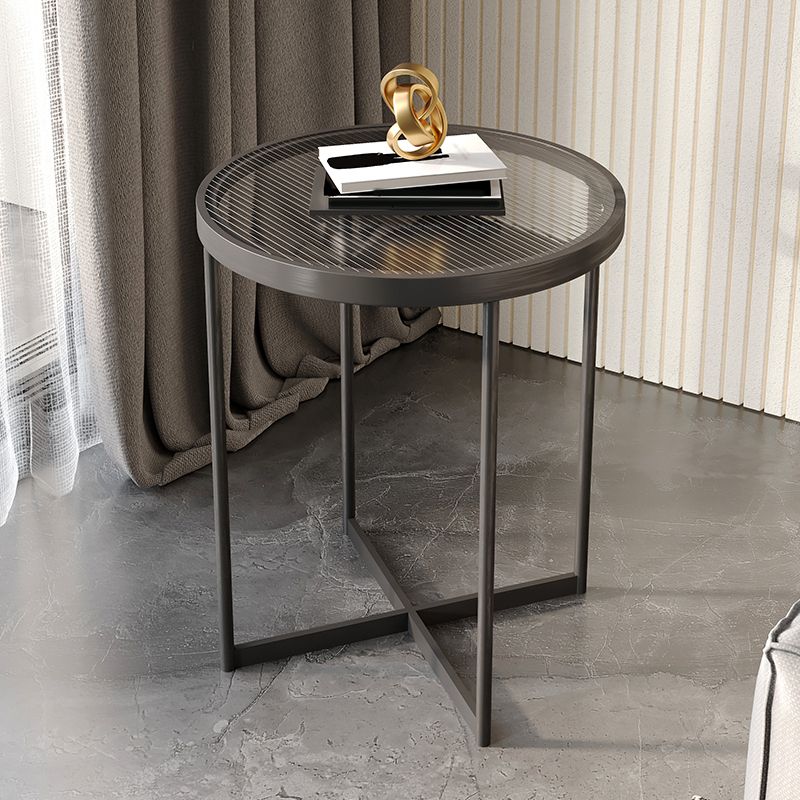 Modern Glass Round Side End Table Cross Legs Sofa Corner Table Clearhalo 'Coffee & Accent Tables' 'End & Side Tables' 'end_side_tables' 'furn' 'furn_end_side_tables' 'Furniture' 'Living Room Furniture' 1200x1200_a6050111-ee26-49ba-bf8c-6d18def011da