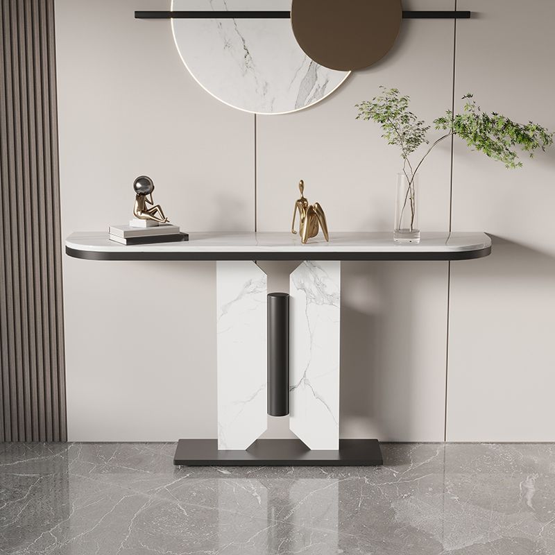 Mesa de consola de 31.5 pulgadas de altura Stone Half Moon Accent Table para Hall