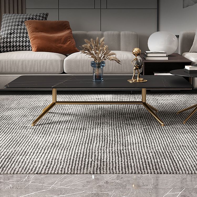 Glam Trestle Coffee Table Slate Rectangular Coffee Table for Living Room