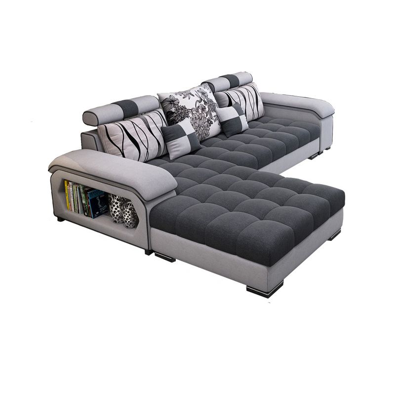 Contemporary Pillow Top Arm Sofa with Storage Adjustable Backrest Pillow Sofa Clearhalo 'furn' 'furn_sectionals' 'Furniture' 'furniture_sectionals' 'kitchen' 'kitchen_sectionals' 'Living Room Furniture' 'Sectionals' 1200x1200_a608c3a7-6b4d-40ef-814c-f79a29952faf