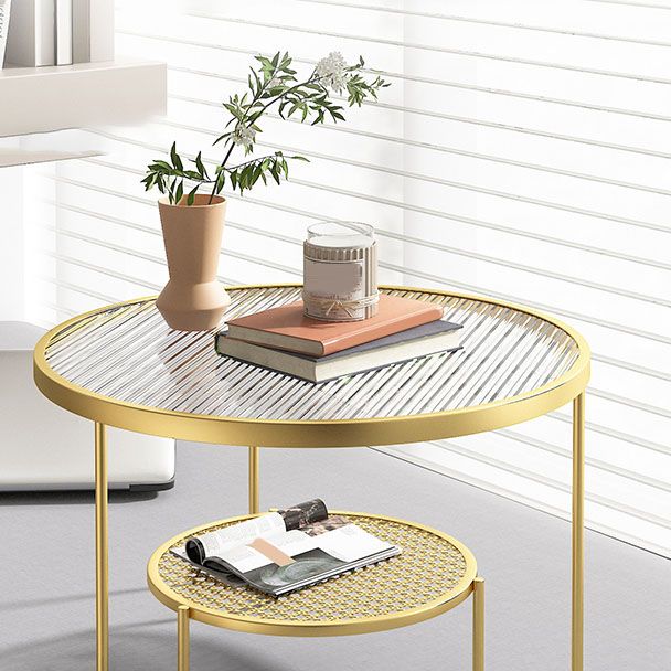 Frame Metal Coffee Table Shelf Included Round Single Cocktail Table Clearhalo 'Coffee & Accent Tables' 'Coffee Tables' 'coffee_tables' 'furn' 'furn_coffee_tables' 'Furniture' 'Living Room Furniture' 1200x1200_a60975a5-3194-4d54-95d1-06c83c9a6d0b