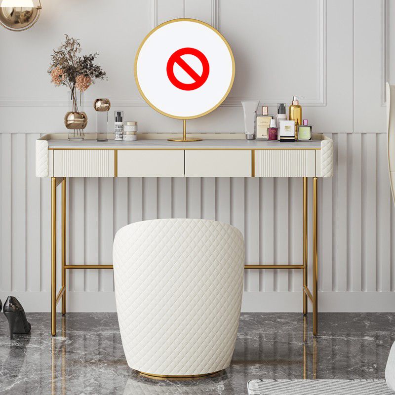 2 Schubladen Eitelkeitssatz mit Stuhl 30,7 "Hochmetall -Schminktisch