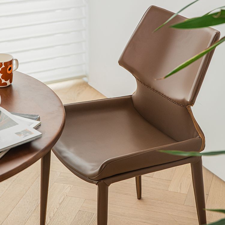 Modern Simple Side Chair Faux Leather Armless Dining Chair for Home Use