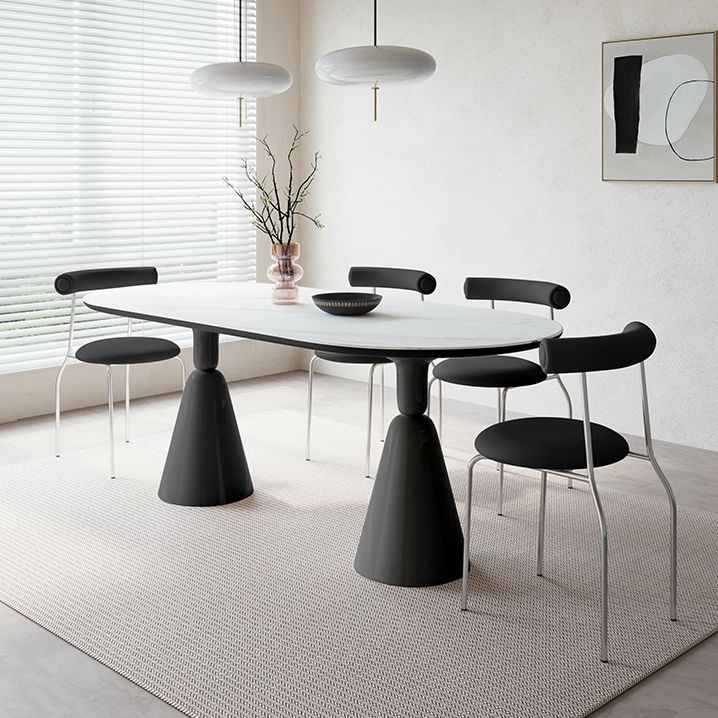 Keuken 1/2/5/7 pc's dinette set met ovale eettafel en zwarte stoelen