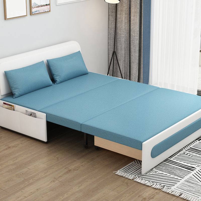 Faux Leather Contemporary Convertible Armless Bed Sofa Couch