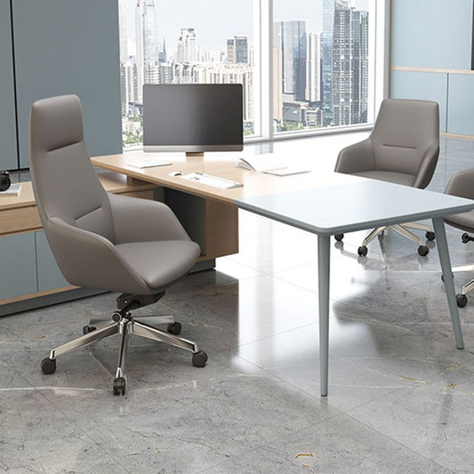 Fixed Arms Modern Desk Chair No Distressing Leather Ergonomic Office Chair with Wheels Clearhalo 'furn' 'furn_office_chair' 'Furniture' 'Office Chairs' 'Office Furniture' 'office_chair' 1200x1200_a60e7784-6ccb-4149-a4e7-e4f7b186640a