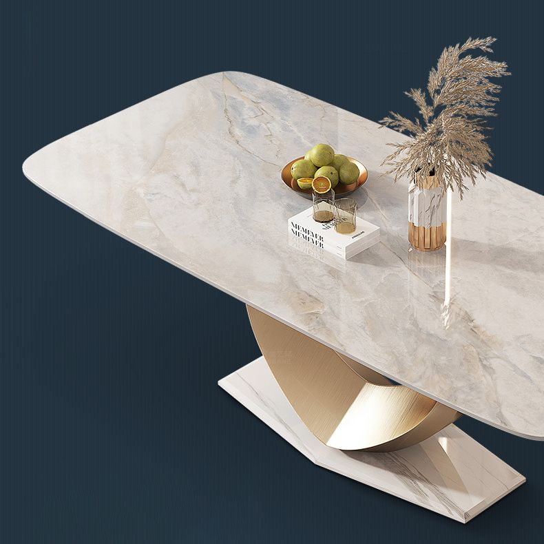 Mesa de comedor Glam de piedra sinterizada, mesa rectangular para cocina