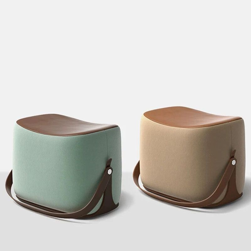 Glam Ottoman Faux Leather Stain Resistant Upholstered Square Ottoman with Legs