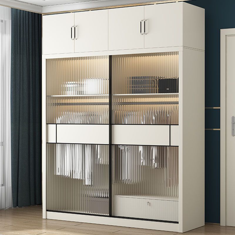 Armoire blanche moderne avec portes en verre armoire à chambre avec portes coulissantes